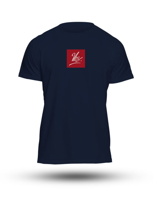 unisex softstyle t-shirt dark blue front design red square noname-spirit signature