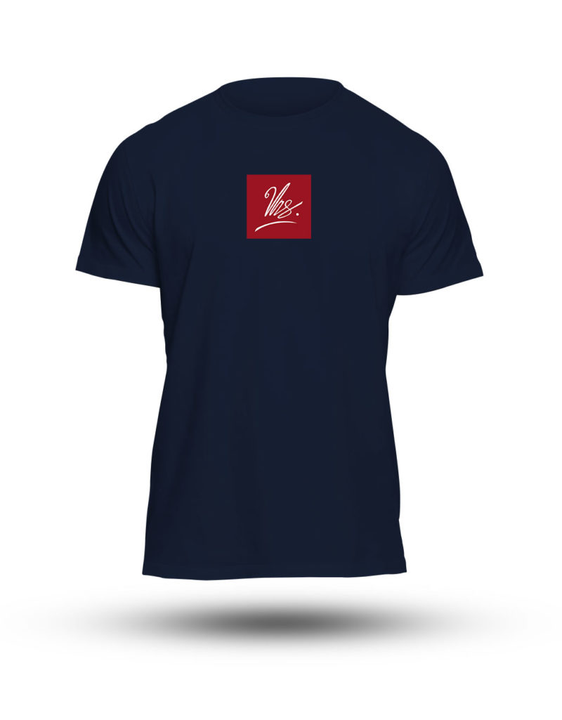 unisex softstyle t-shirt dark blue front design red square noname-spirit signature